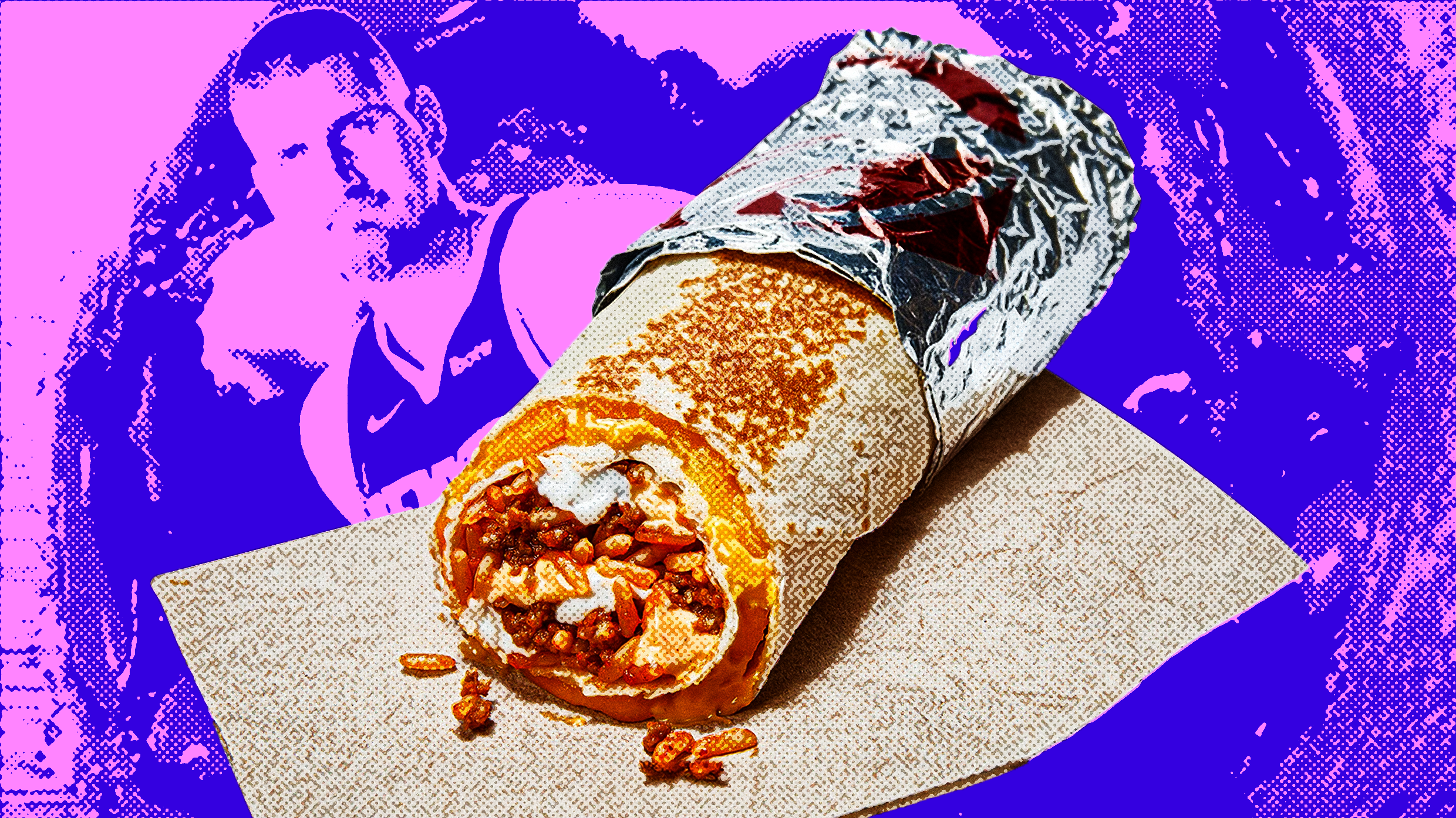 Image of the Quesarito with a stylized shot of Jokic in the background